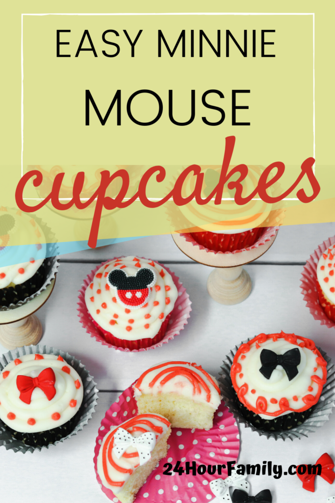 easy DIY MInnie Mouse pink cupcakes Mickey mouse easy cupcakes