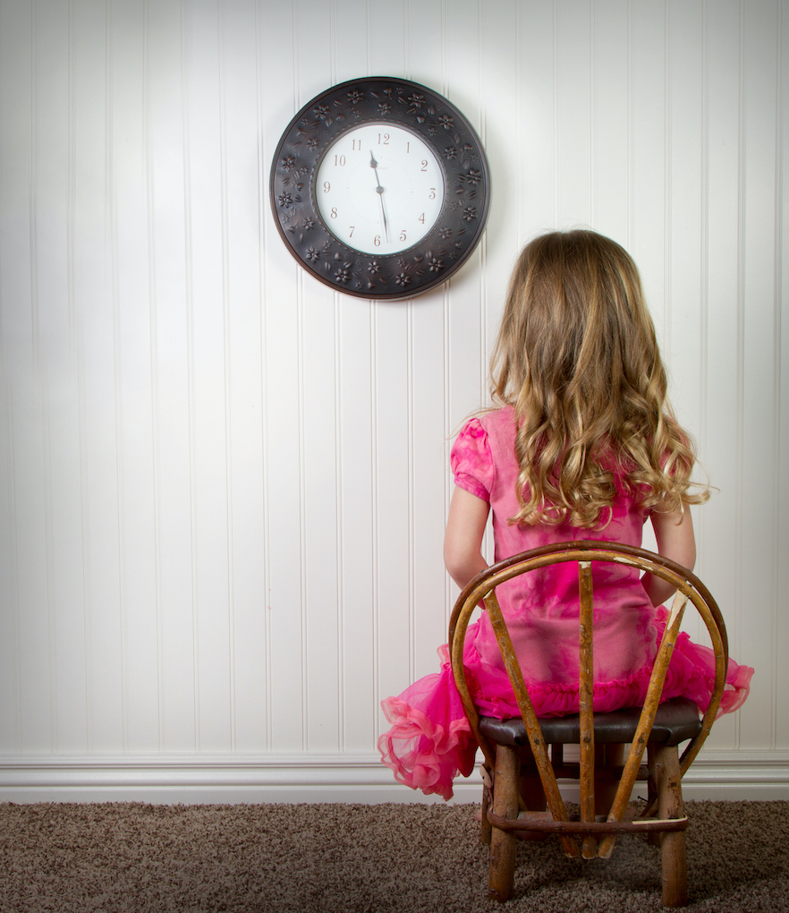 A girl in timeout or trouble