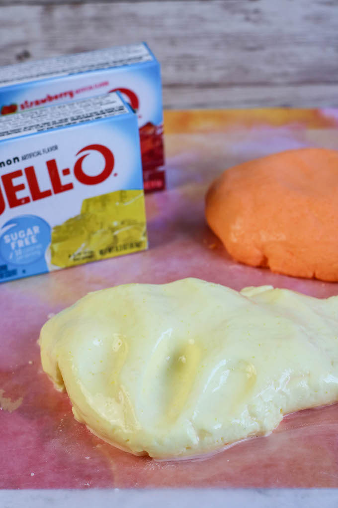 homemade edible jello slime recipe for preschool making yellow slime