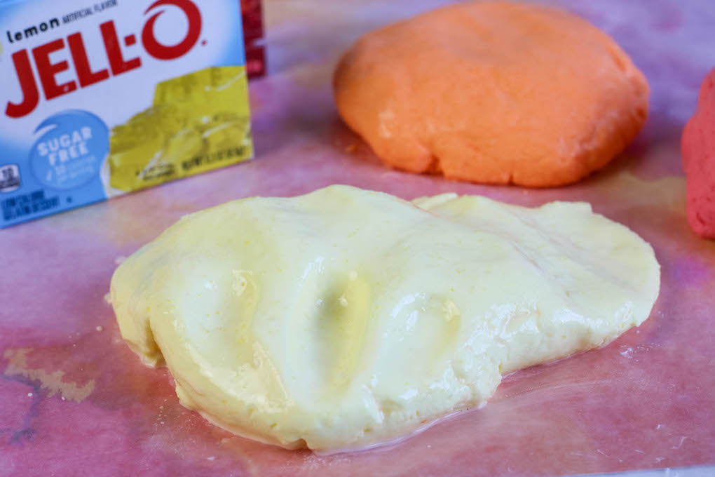 homemade edible jello slime recipe for preschool making yellow slime