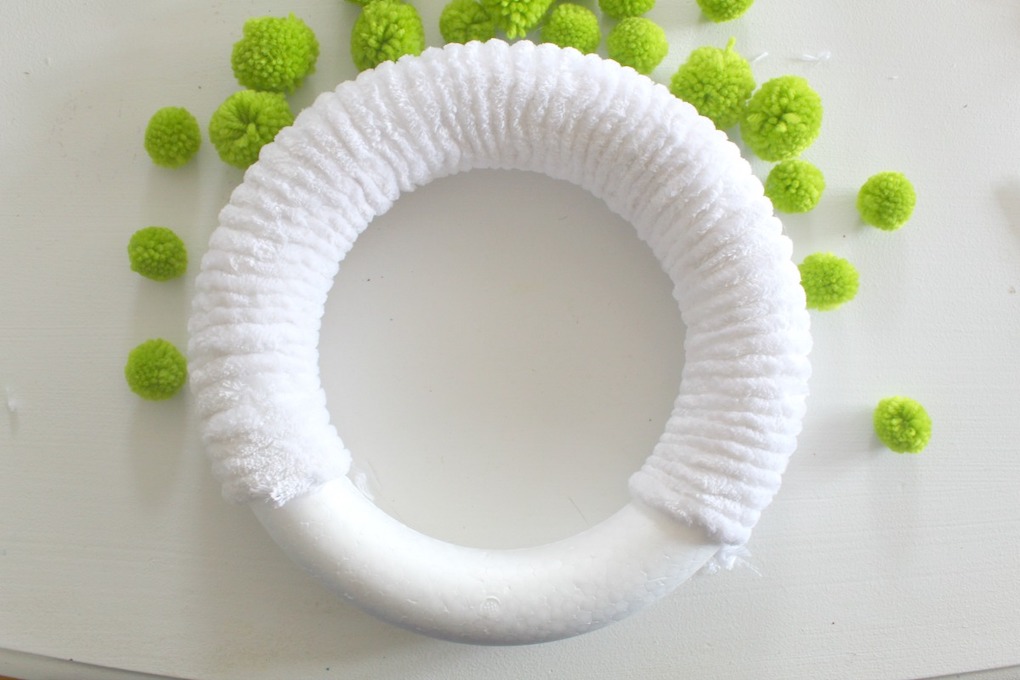wrap the wreath with chenille 