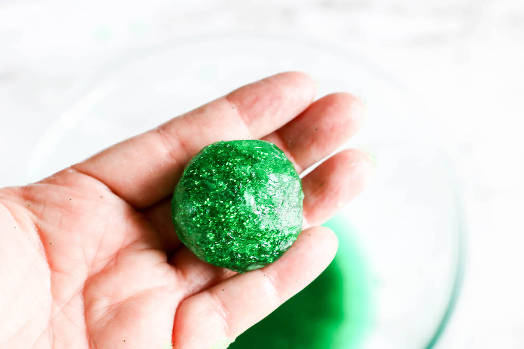 Picture of green homemade bouncy balls