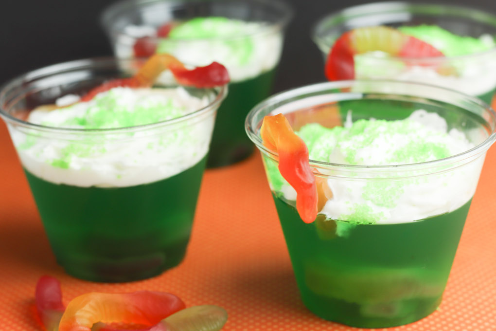 Toxic Swamp Jello Cups – Halloween Party Dessert for Kids