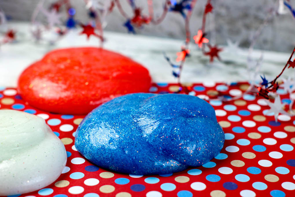 balls of red white and blue slime 