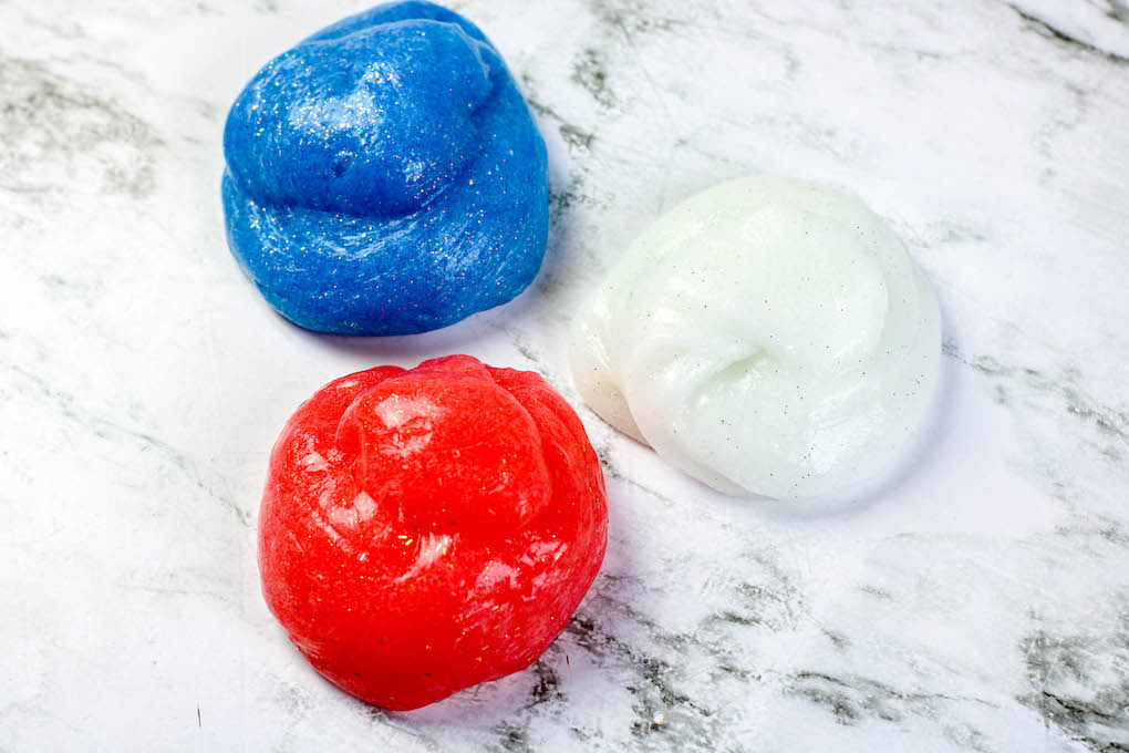 balls of red, white and blue slime Independence Day slime
