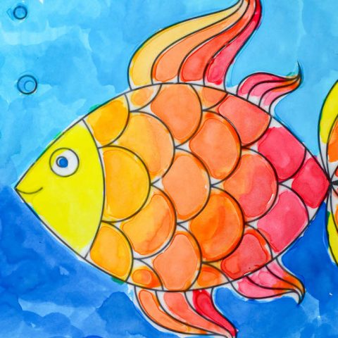 Easy Paintings for Kids-Watercolor and Glue Painting