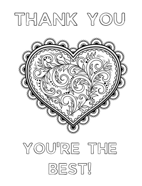 An ornate heart mandala reading "Thank You, You're the Best!"