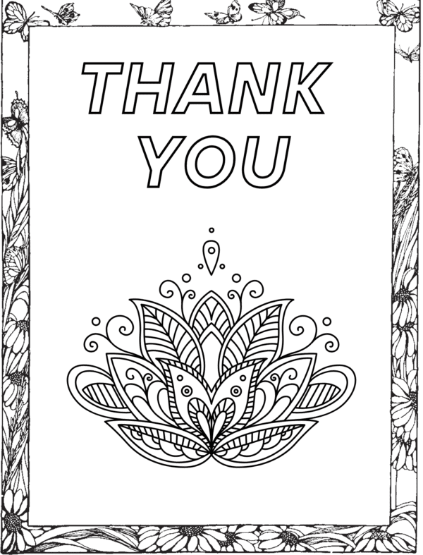 A mandala-style lotus flower "Thank You"