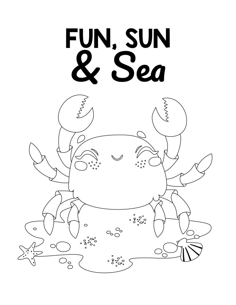 Fun, Sun and Sea crab coloring page