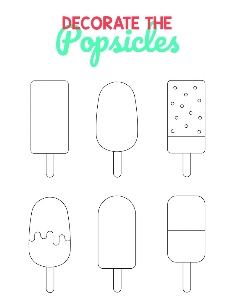 Beach themed worksheet decorate the popsicle coloring page