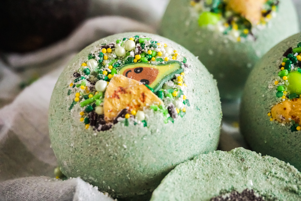 Picture of cute guacamole themed bath bombs
