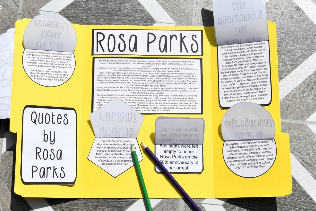 rosa park study guide rosa parks lap book printable pdf