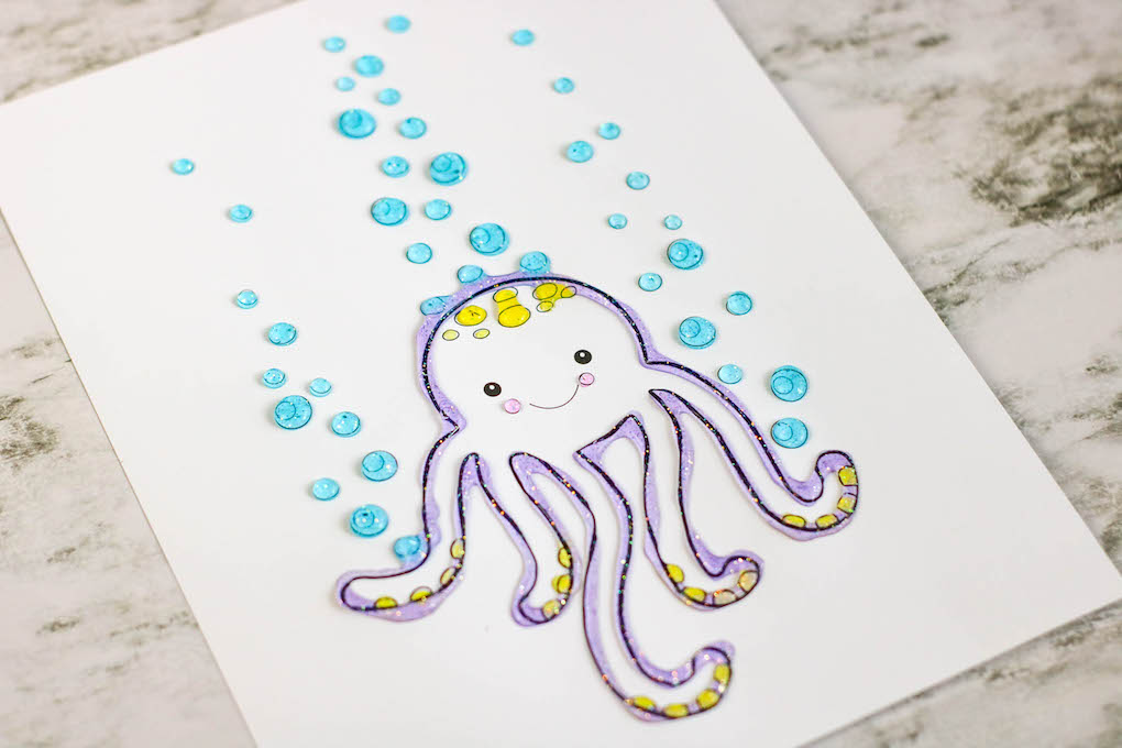 Picture of octopus with painted glue octopus outline free octopus template, easy painting ideas for kids, perfect for preschool, kindergarten grade 1, grade 2, grade 3, grade 4 grade 5 grade 6