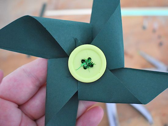 add the button to the paper pinwheel