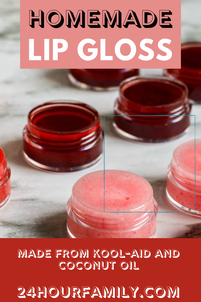 homemade lip gloss made from kool-aid and coconut oil