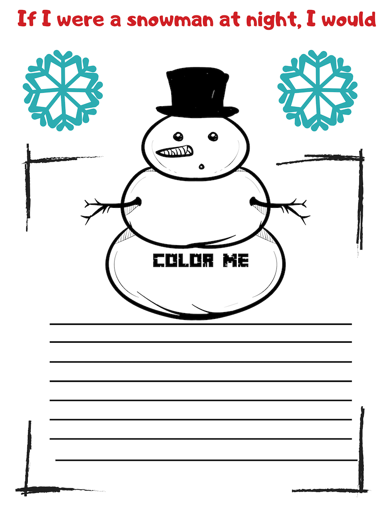 Snowman writing prompt easy christmas drawings for kids snowman drawing elf drawing Santa Claus drawing