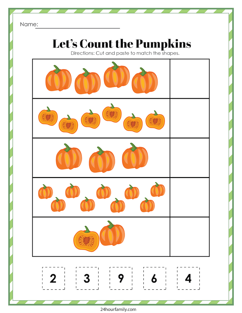 Let's Count the pumpkins free printable