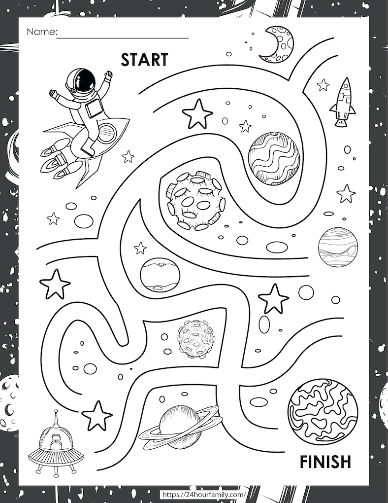 Solar system space maze for kids