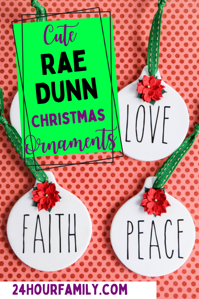 homemade DIY Rae Dunn Christmas ornaments