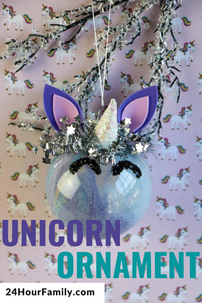 how to make a unicorn christmas ornament using paint and clear plastic ornament easy DIY homemade