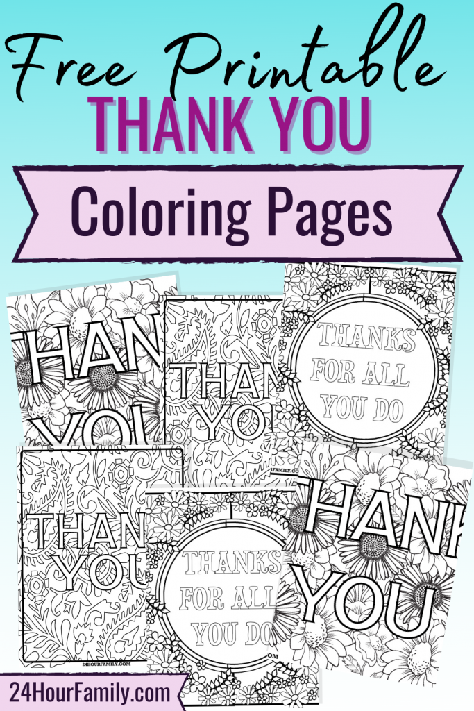 free printable thank you coloring pages for kids and adults