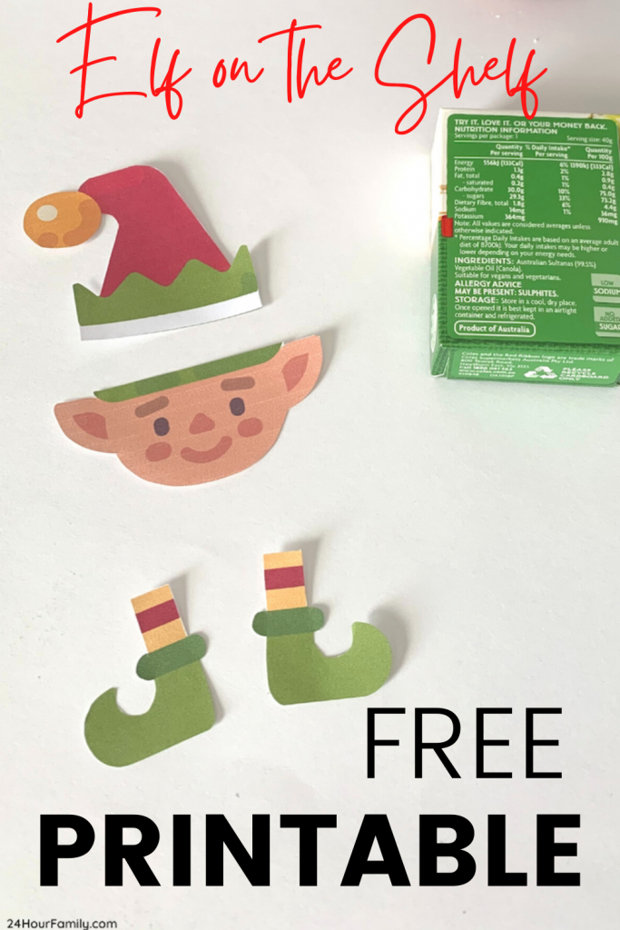 free elf on the shelf printable perfect of snacks at school Christmas gift elf craft