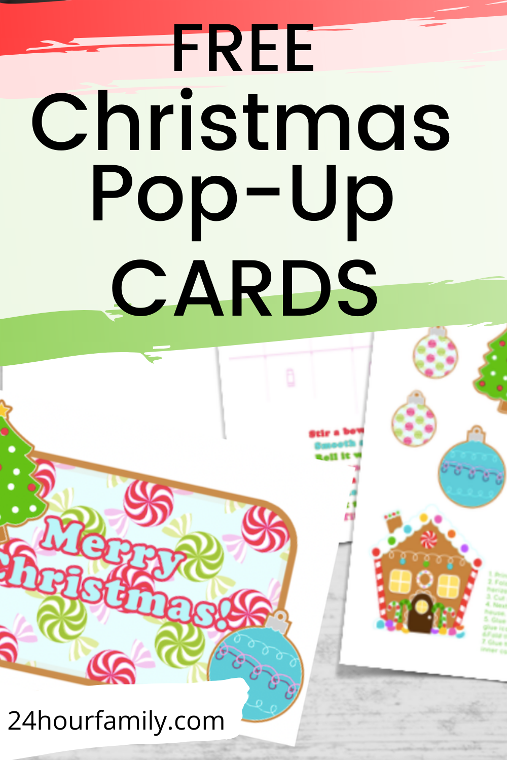 Gingerbread Christmas Pop up Card (Free Printable) - 24hourfamily.com