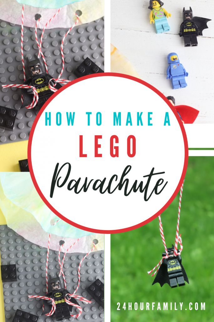 how to make a lego parachute  using a coffee filter and mini figures