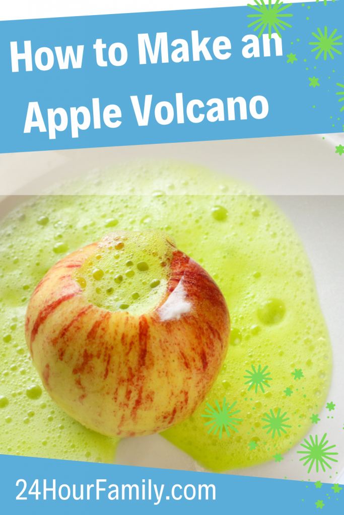 apple volcano science experiment using baking soda and vinegar