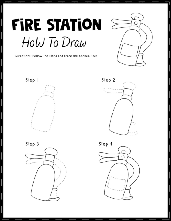 step by step guide on how to draw a fire extinguisher