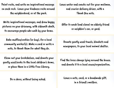 random acts of kindness list of ideas