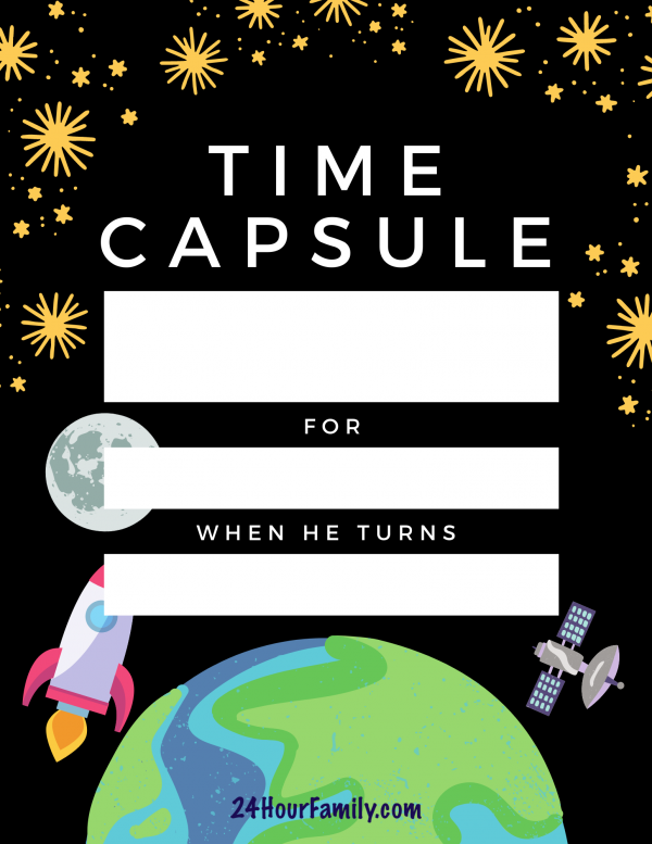 Baby's time capsule ideas to include in your time capsule.  There are 51 ideas of things to include in your baby's first year time capsule plus a free printable download