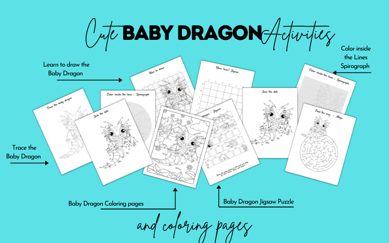 Cute Dragon Coloring and Activity Pages for Kids