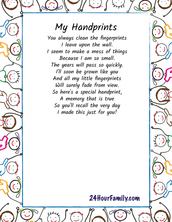 Mother's Day Handprint poem,Handprint art with free pdf printable