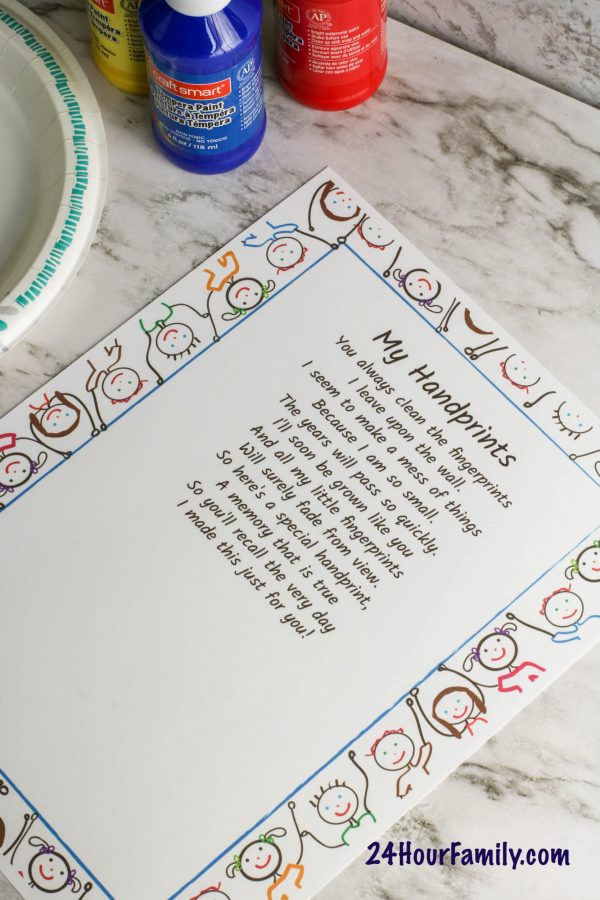 Mother's Day handprint poem template