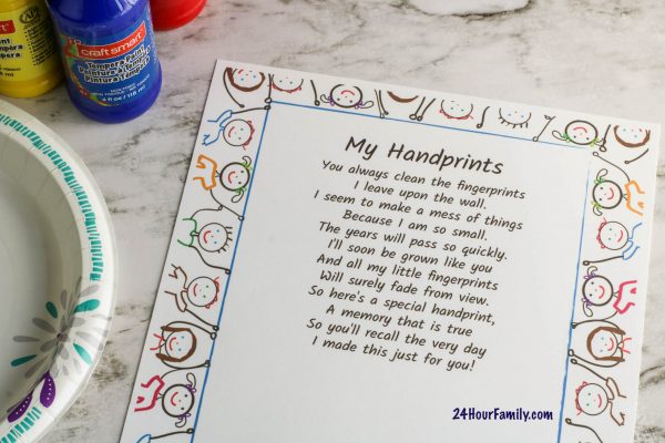 My handprints poem Free PDF Printables