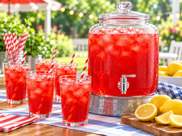 red kool-aid pitcher and cups