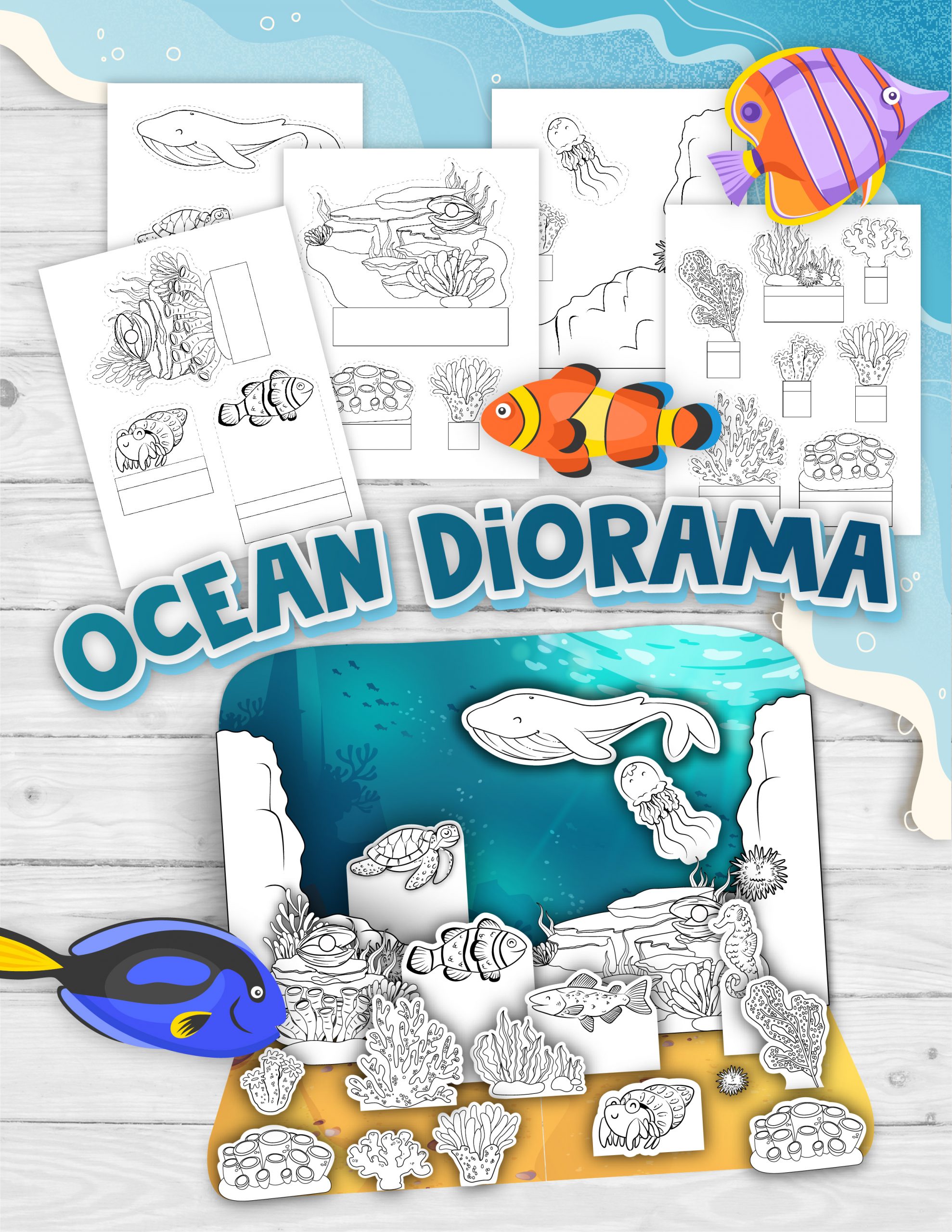 Kids Friendly Ocean Diorama Background Printable Collection For Your Kids