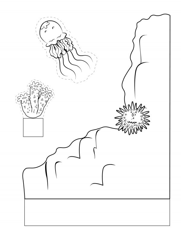 ocean floor printable template cut outs for ocean diorama with jelly fish template cut out 