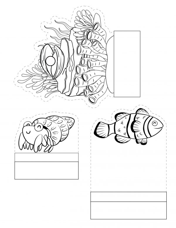 ocean diorama printable whale template, coral reef template, crab template, fish template cutout