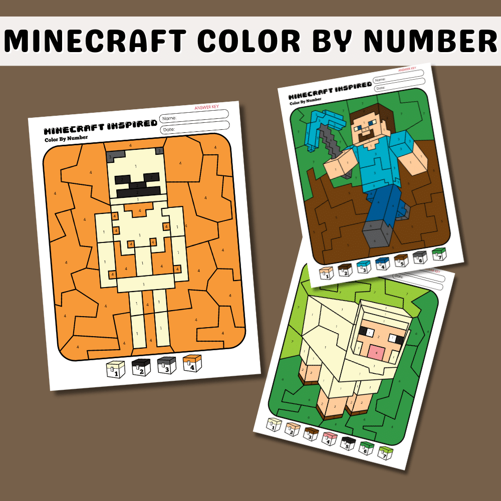 Minecraft Color by Number Printables