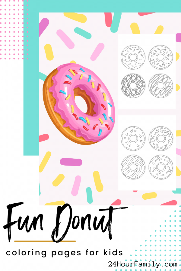 Cute Donut Coloring pages for kids