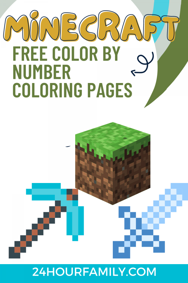 Minecraft pictures color by number coloring pages free printable pdf download