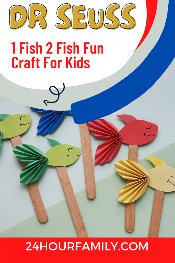 dr Seuss 1 fish 2 fish fun craft for kids free fish template with body tail and fins 