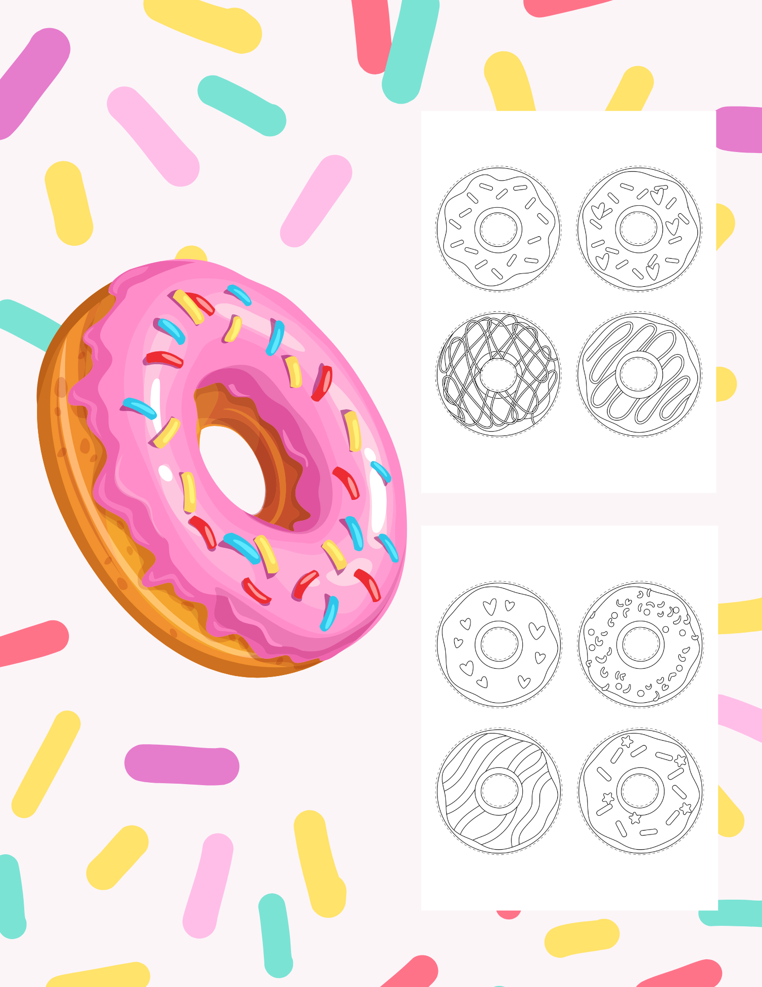 Fun and Delicious: 4 Donut Coloring Pages for Kids
