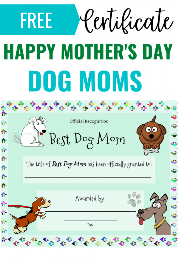 Free Happy Mother's Day Dog mom Certificate free printable pdf download