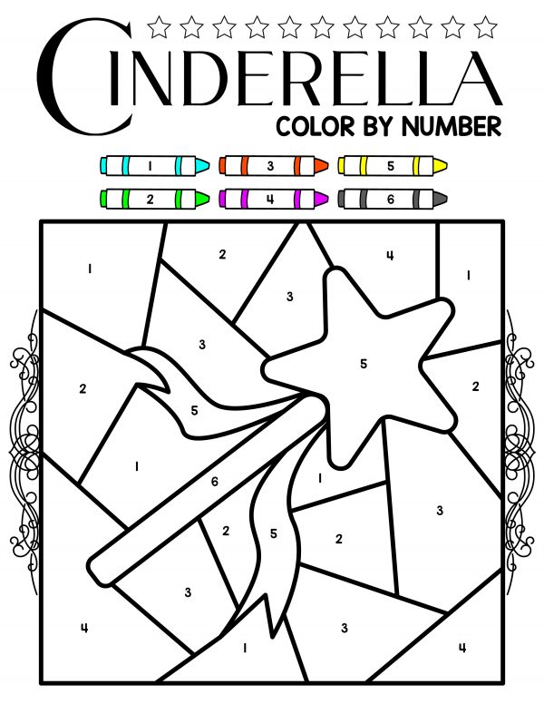 cinderella's magic wand color by number