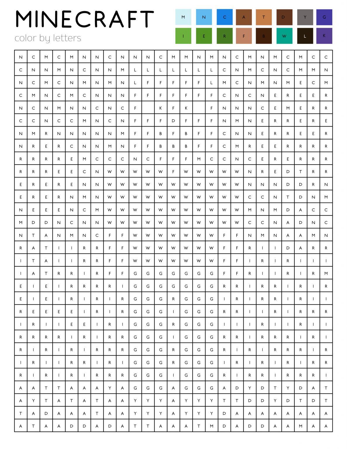 Minecraft Color by Number Printables - 24hourfamily.com