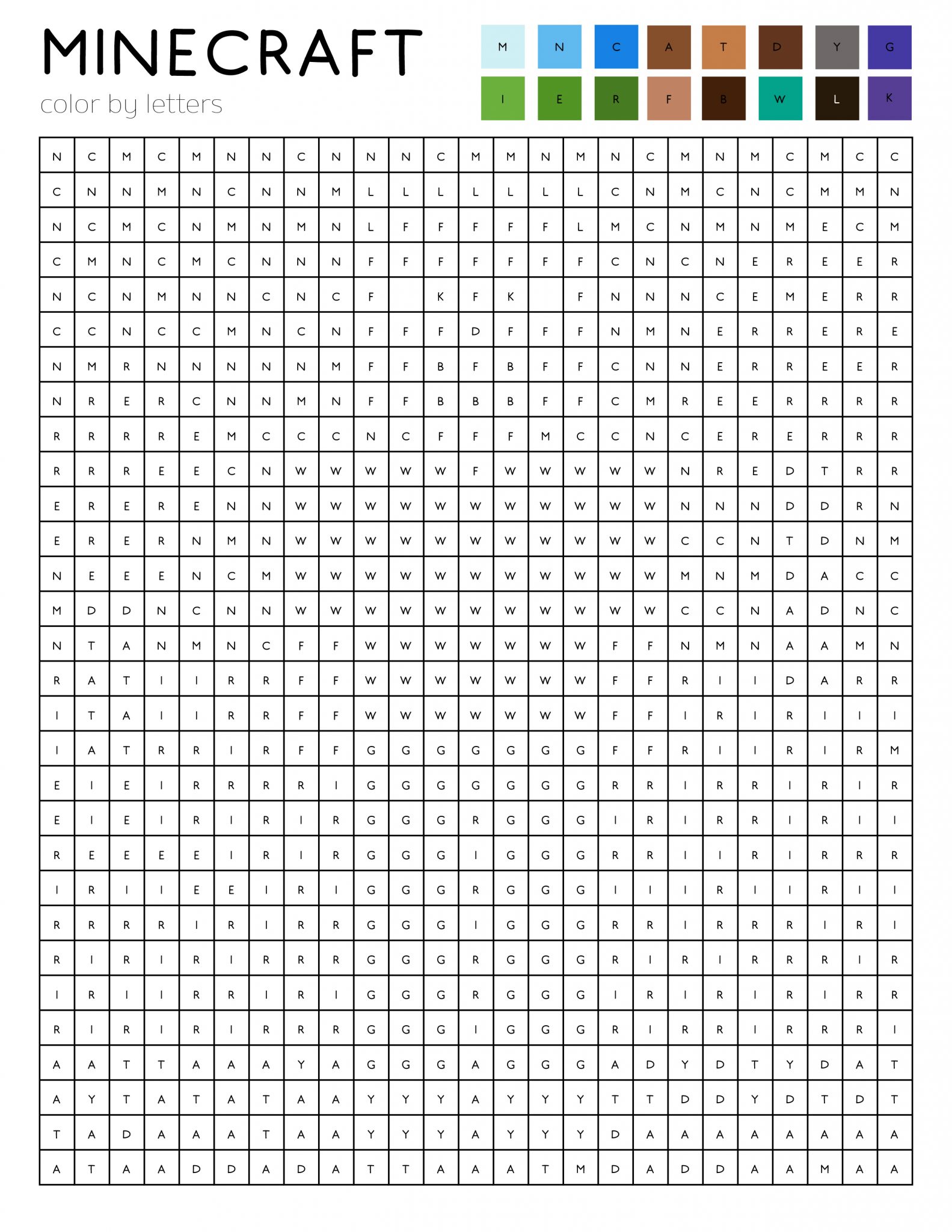 Minecraft Color by Number Printables - 24hourfamily.com