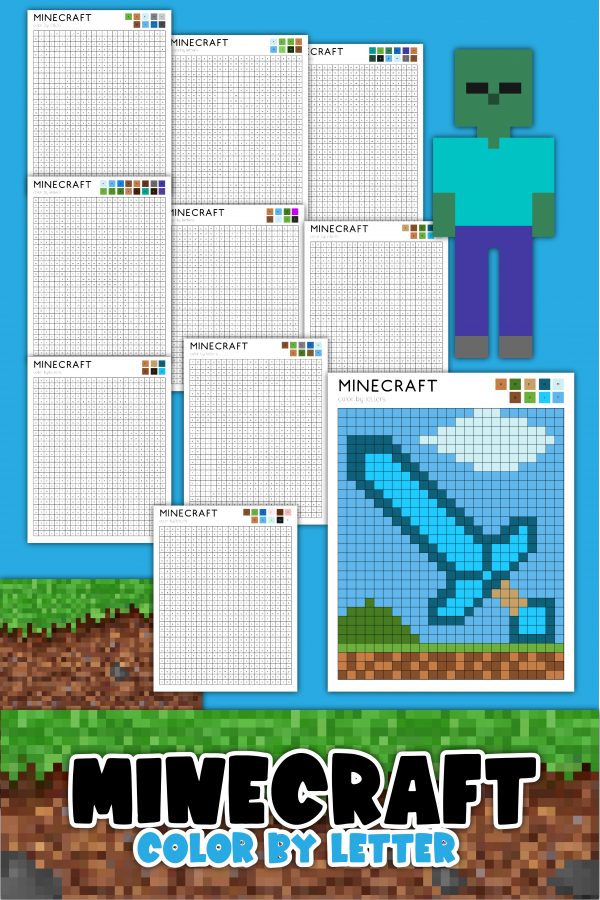 Minecraft color by number printable free pdf